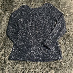 Jennifer Lopez Top Womens‎ Large Blue Silver Tinsel Thread Long Sleeve Metallic